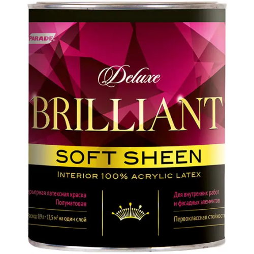 Интерьерная латексная краска полуматовая Parade Deluxe Brilliant Soft Sheen 900 мл белая