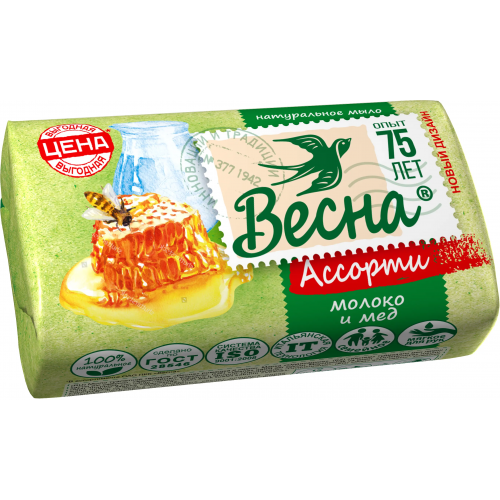 Мыло туалетное Весна Ассорти Молоко и Мед 90 г