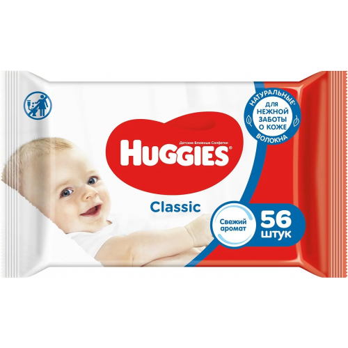 Салфетки влажные детские Huggies Classic 56 салфеток в пачке