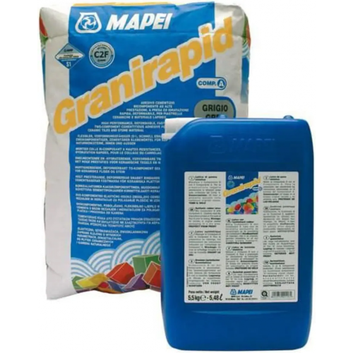 Клей для плитки двухкомпонентный Mapei Granirapid клей для плитки 2 комп 30.5 кг 25 кг компонент A + 5.5 кг компонент B
