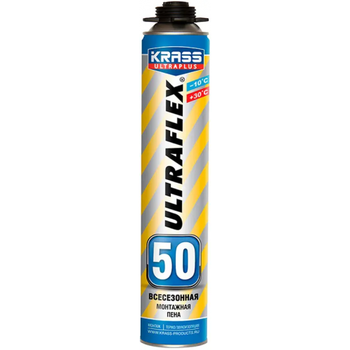 Всесезонная пистолетная монтажная пена Krass Ultraplus Ultraflex 50 800 мл