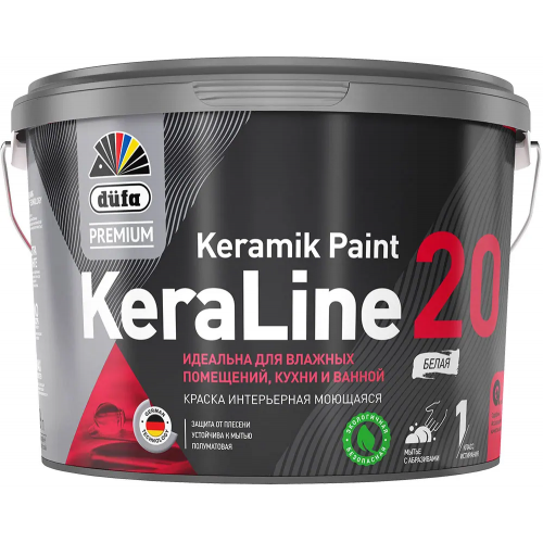 Краска интерьерная моющаяся Dufa Premium Keraline Keramik Paint 20 2.5 л бесцветная