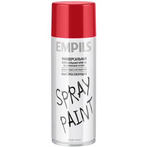Универсальная аэрозольная краска на акриловой основе Эмпилс Spray Paint 425 мл красная RAL 3020 глянцевая