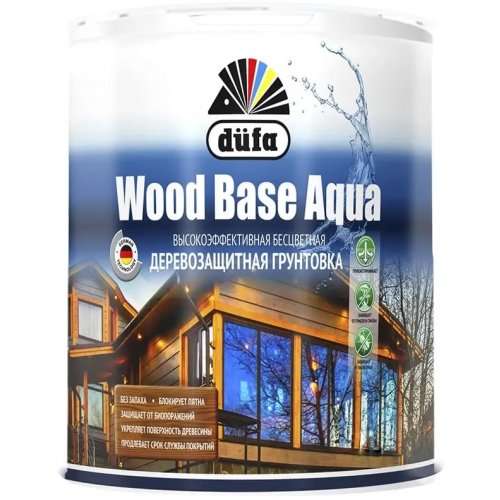 Высокоэффективная бесцветная деревозащитная грунтовка Dufa Wood Base Aqua 900 мл