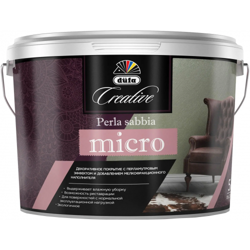 Декоративное покрытие эффект металлизированного перламутра Dufa Creative Perla Sabbia Micro 5 кг