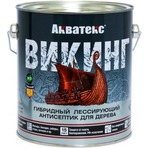 Гибридный лессирующий антисептик для дерева Акватекс Викинг 2.5 л дуб