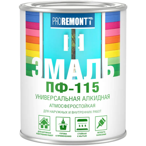 Эмаль универсальная алкидная атмосферостойкая Proremontt ПФ 115 900 г мятная RAL 6027 глянцевая