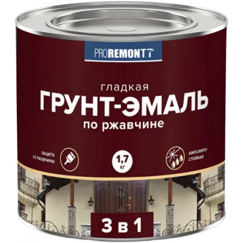 Грунт эмаль по ржавчине 3 в 1 гладкая Proremontt 1.7 кг черная