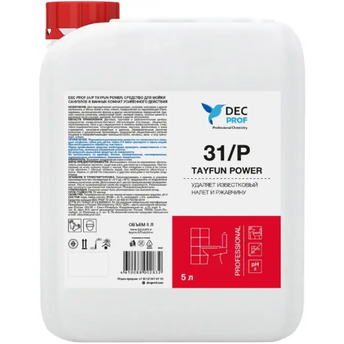 Средство для мойки санузлов и ванных комнат DEC Prof 31/P Tayfun Power 5 л