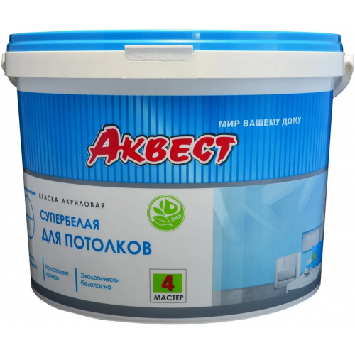 Краска акриловая для потолков Аквест Мастер 4 14 кг супербелая