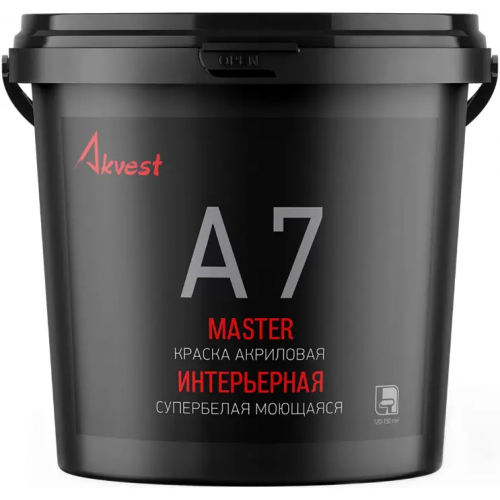 Краска акриловая интерьерная моющаяся Аквест Мастер 7 1.4 кг супербелая