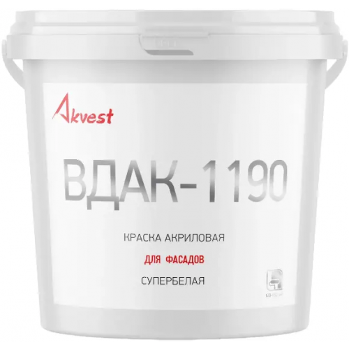 Краска акриловая для фасадов супербелая Аквест ВДАК 1190 45 кг супербелая