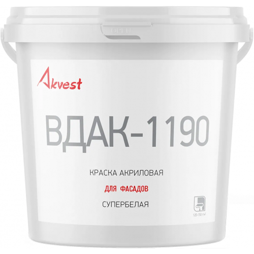 Краска акриловая для фасадов супербелая Аквест ВДАК 1190 7 кг супербелая