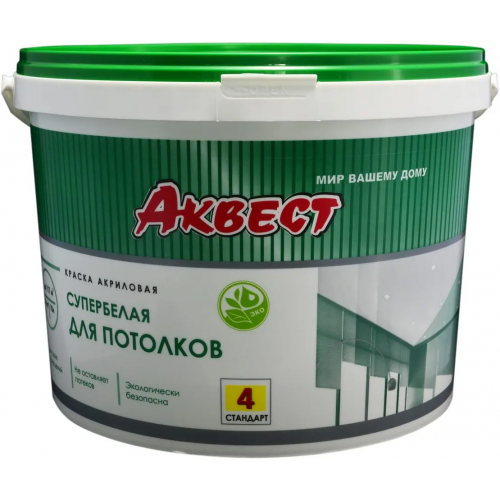 Краска акриловая для потолков Аквест 4 25 кг супербелая