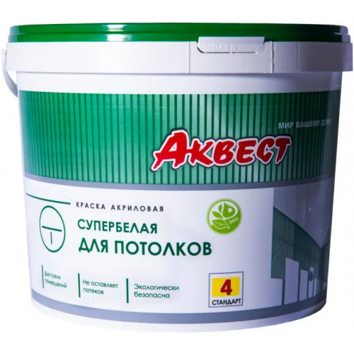 Краска акриловая для потолков Аквест 4 14 кг супербелая