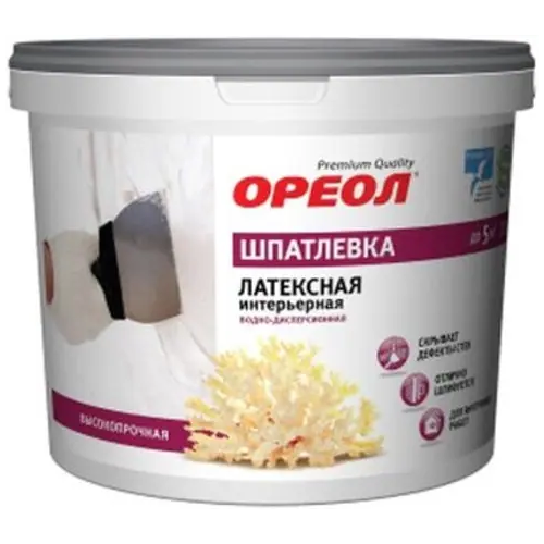 Шпатлевка латексная интерьерная водно дисперсионная Ореол Premium Quality 1.5 кг