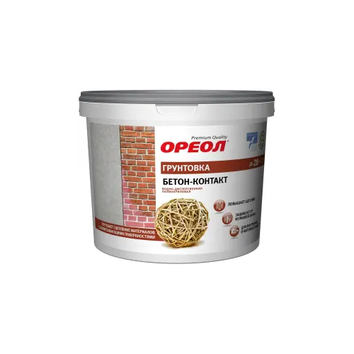 Грунтовка водно дисперсионная полиакриловая Ореол Premium Quality Бетон контакт 3 кг