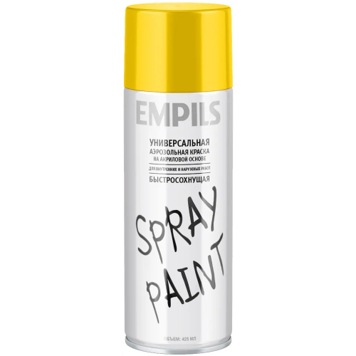 Универсальная аэрозольная краска на акриловой основе Эмпилс Spray Paint 425 мл лимонно желтая RAL 1018 глянцевая