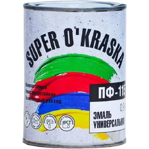 Эмаль универсальная Super Okraska ПФ 115 900 г синяя глянцевая