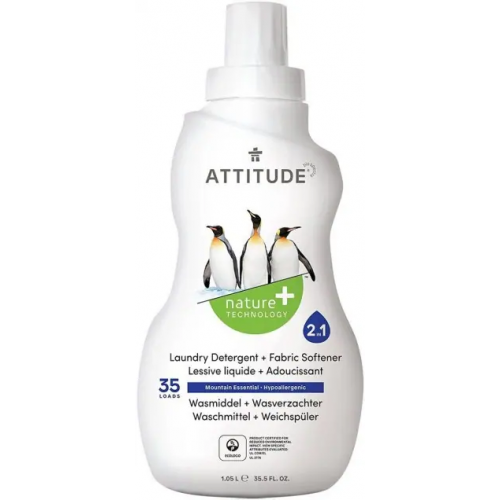 Жидкость для стирки и смягчитель белья 2 в 1 Attitude Laundry Detergent+Faric Softener Mountain Essential 1.05 л