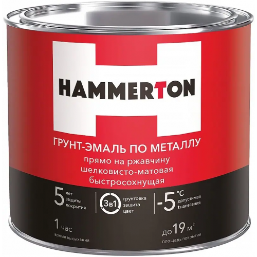 Грунт эмаль по металлу прямо на ржавчину быстросохнущая Hammerton 3 в 1 1.9 кг синяя