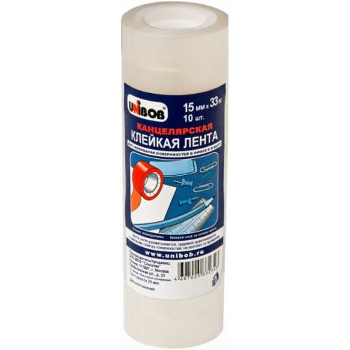 Лента клейкая канцелярская Unibob 15*33 м