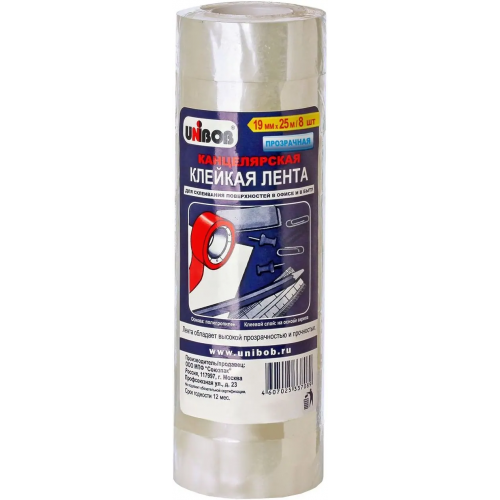 Лента клейкая канцелярская Unibob 19*25 м