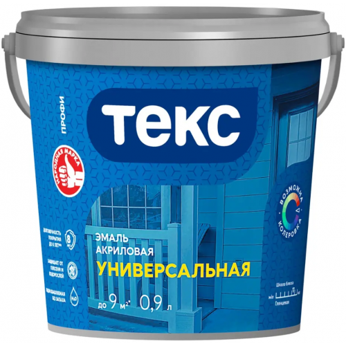 Эмаль акриловая Текс Профи Универсальная 900 мл белая база A матовая