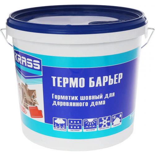Герметик для деревянных домов и срубов высокоэластичный Krass Термо Барьер 7 кг орех