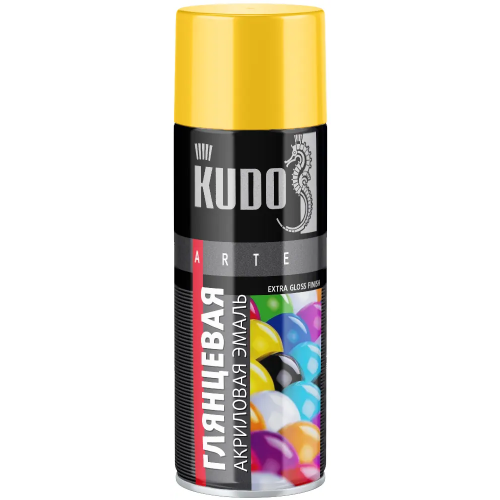 Акриловая эмаль Kudo Arte 520 мл желтая RAL 1018 глянцевая