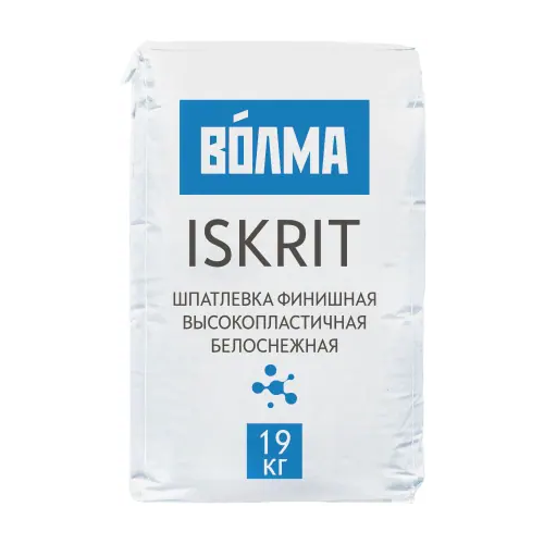 Шпатлевка финишная высокопластичная белоснежная Волма Iskrit 19 кг