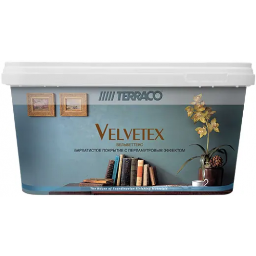 Покрытие бархатное декоративное с перламутровым блеском Terraco Velvetex 5 кг белая