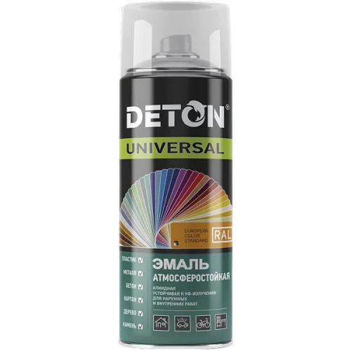 Лак алкидный глянцевый устойчивый к УФ излучению Deton Universal 520 мл