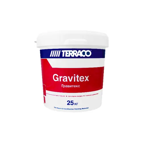 Штукатурка декор экономичная фасадная на акриловой основе Terraco Gravitex Standard 25 кг бесцветная