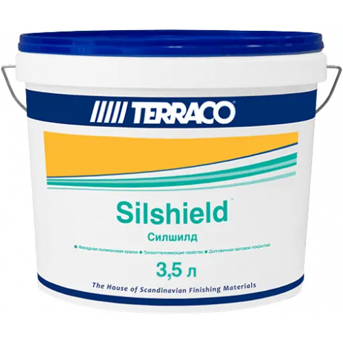 Краска силиконовая для фасадных работ Terraco Silshield 3.5 л база Pastel матовая гладкая морозостойкая от +5°С до +30°С F100