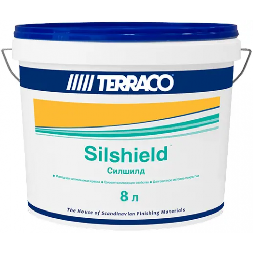 Краска силиконовая для фасадных работ Terraco Silshield 8 л база Clear матовая гладкая морозостойкая от +5°С до +30°С F100