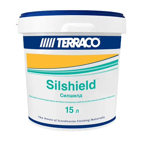 Краска силиконовая для фасадных работ Terraco Silshield 15 л база Clear матовая гладкая морозостойкая от +5°С до +30°С F100