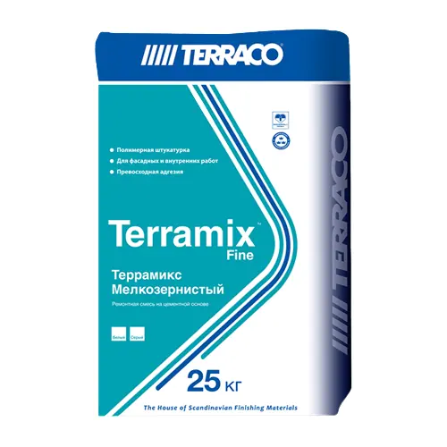 Смесь ремонтная штукатурная цементная тонкослойная Terraco Terramix Fine 25 кг белая