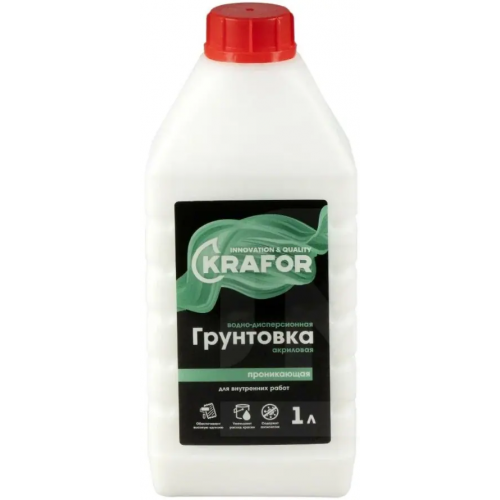Водно дисперсионная грунтовка акриловая проникающая Крафор 1 л