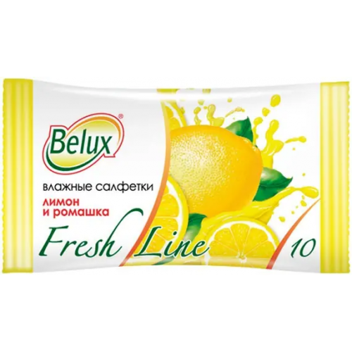 Салфетки влажные Belux Fresh Line Лимон и Ромашка 10 салфеток в пачке