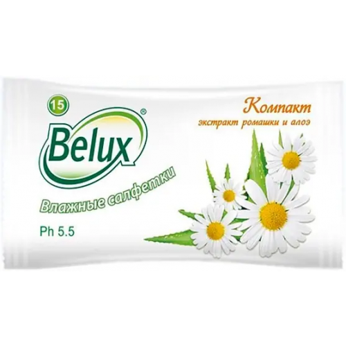 Салфетки влажные Belux Экстракт Ромашки и Алоэ 15 салфеток в пачке