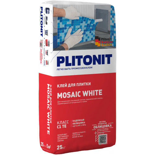 Клей для плитки Плитонит Mosaic White 25 кг