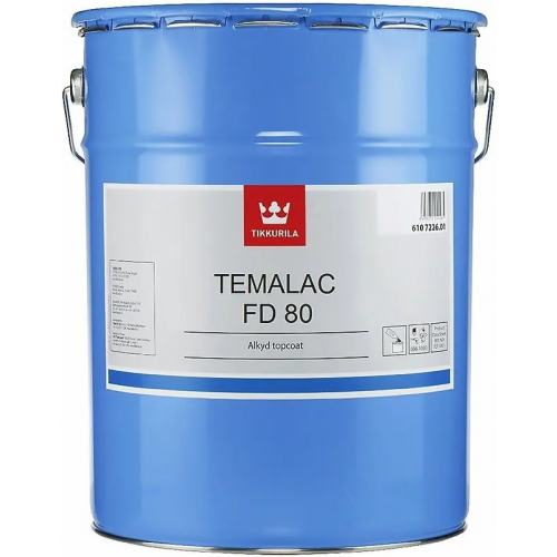 Быстровысыхающая алкидная покрывная краска глянцевая Тиккурила Temalac FD 80 200 л база TVL