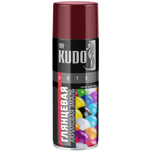 Акриловая эмаль Kudo Arte 520 мл винно красная RAL 3005 глянцевая
