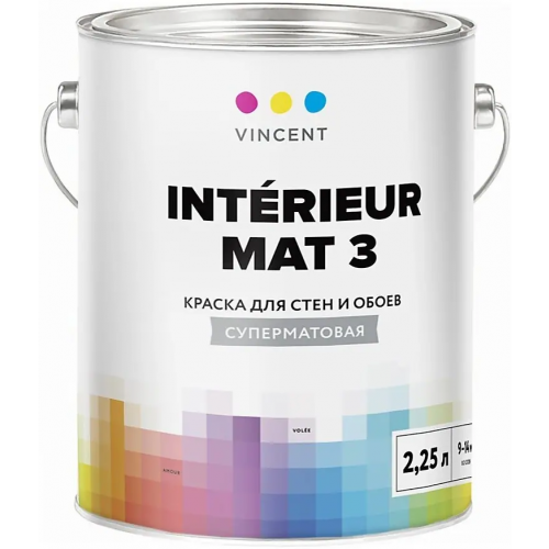 Краска для стен и обоев Vincent Interieur Mat 3 2.25 л белая