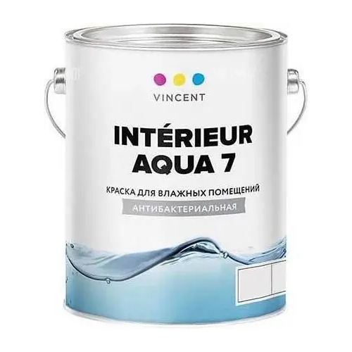 Водно дисперсионная акрилатная краска для влажных помещений Vincent Intеrieur Aqua 7 2 л бесцветная