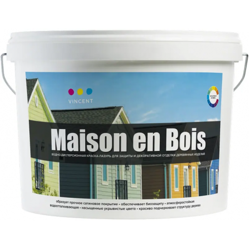 Водно дисперсионная краска лазурь Vincent Maison en Bois 9 л бесцветная