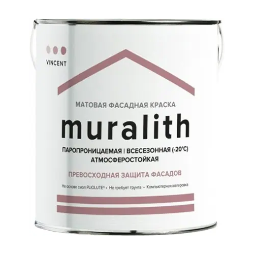 Фасадная краска всесезонная Vincent Muralith 2 л бесцветная