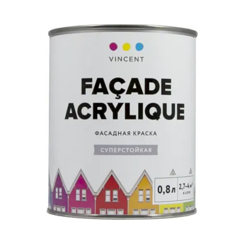 Фасадная краска суперстойкая Vincent Facade Acrylique 800 мл белая