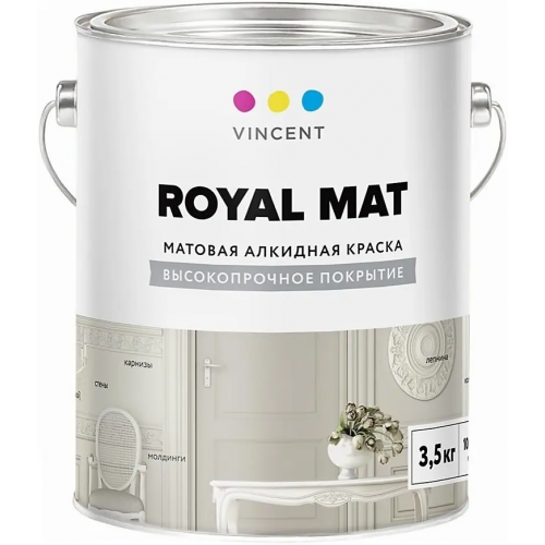 Алкидная краска Vincent Royal Mat 3.5 кг супербелая